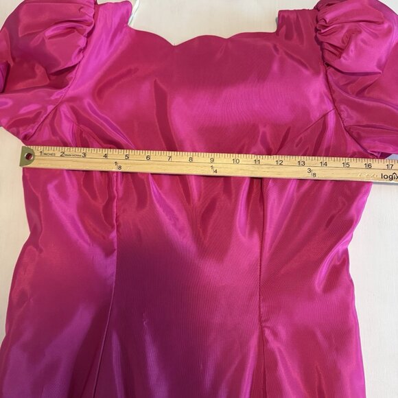 VTG Alfred Angelo Dress Small 80s Hot Pink Satin Bridesmaid Prom USA Union Made - Picture 13 of 16
